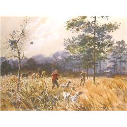 A SIGNED QUAIL HUNTING PRINT