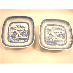TWO CHINESE EXPORT PORCELAIN SQUARE SHALLOW BOWLS