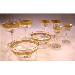 A GROUP OF PARCEL-GILT COLORLESS GLASS STEMWARE