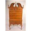 Image 1 : A QUEEN ANNE STYLE CARVED MAPLE FAN-CARVED BONNET-TOP HIGH CHEST OF DRAWERS AND EN SUITE DRESSING TA