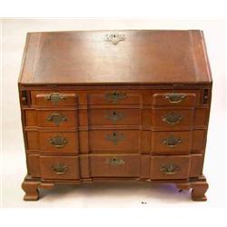 A QUEEN ANNE STYLE MAHOGANY BLOCK FRONT DESK