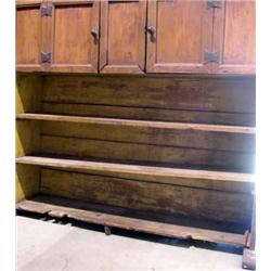 A WILLIAM AND MARY STYLE PINE PANELLED WALL CUPBOARD