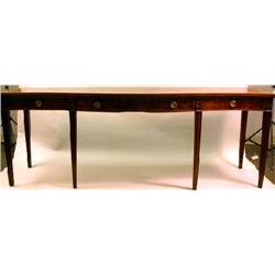 A GEORGE III SATINWOOD-INLAID CARVED MAHOGANY SERPENTINE-SIDEBOARD TABLE