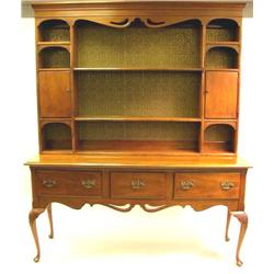 A GEORGE III STYLE CARVED WALNUT WELSH DRESSER