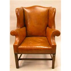 A GEORGE III STYLE MAHOGANY EASY CHAIR