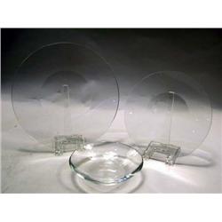 A SET OF TWENTY-FOUR PRISM CRYSTAL PLATES AND SHALLOW BOWLS BY LANCASTER