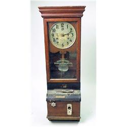 AN INTERNATIONAL TIME RECORDING CO, TORONTO, CANADA OAK TIME CLOCK