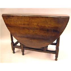 A WILLIAM AND MARY OAK GATELEG TABLE