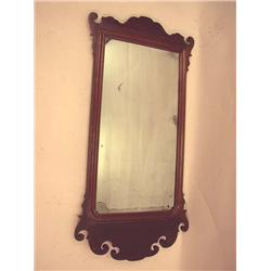 A GEORGE III MAHOGANY MIRROR LABELLED BY JOHN ELLIOT, PHILADELPHIA
