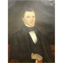 AN OIL ON CANVAS, Portrait of a man on an Empire couch, American school, 33"h x 28"w