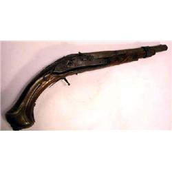 A BRASS MOUNTED WALNUT DUELING PISTOL