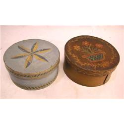 TWO PAINTED CIRCULAR PANTRY BOXES