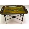Image 1 : A VICTORIAN TOLE TRAY ON FAUX BAMBOO STAND