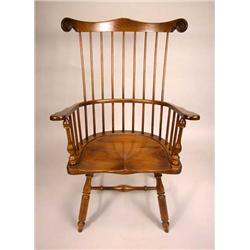 TWO DUCKLOE BRS. WINDSOR STYLE COMB-BACK ARMCHAIRS.