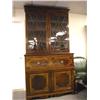 Image 1 : A VERY FINE GEORGE III SATINWOOD-INLAID FIGURED MAHOGANY BUREAU BOOKCASE