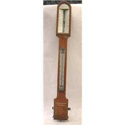 A FINE VICTORIAN OAK STICK BAROMETER