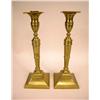 Image 1 : A PAIR OF GEORGIAN STYLE CAST BRASS CANDLESTICKS