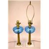 Image 1 : A PAIR OF BLUE, BRASS AND MARBLE SANDWICH STYLE LAMPS