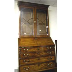 A GEORGE III MAHOGANY BUREAU BOOKCASE