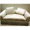 Image 1 : A CONTEMPORARY BLUE AND WHITE SILK UPHOLSTERED LOVESEAT