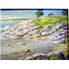Image 1 : AN OIL ON BOARD, ROCKY SHORELINE BY H. GASSER 9" x 12"