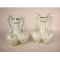 A PAIR OF CHINESE CELADON VASES