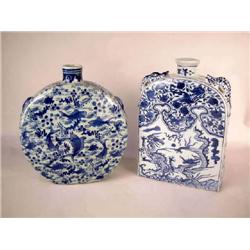 TWO CHINESE BLUE AND WHITE LARGE BOTTLES