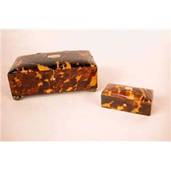 TWO TORTOISESHEL RECTANGULAR HINGED BOXES