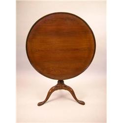 A CHIPPENDALE WALNUT DISH TOP, BIRD CAGE TEA TABLE