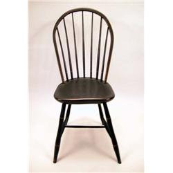 A BROWN AND YELLOW PAINTED BOW BACK WINDSOR SIDE CHAIR