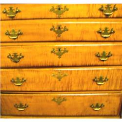 A QUEEN ANNE TIGER MAPLE CHEST OF DRAWERS