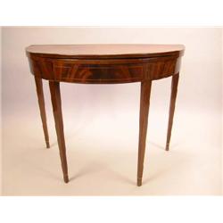 A FEDERAL INLAID MAHOGANY DEMILUNE GAMES TABLE