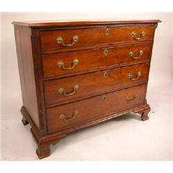 A CHIPPENDALE CHERRYWOOD, QUARTER-COLUMN CHEST OF DRAWERS