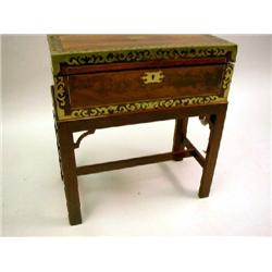 A REGENCY BRASS-INLAID CROTCH MAHOGANY LAP DESK