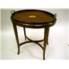 Image 1 : A GEORGE III STYLE INLAID MAHOGANY OVAL TRAY ON STAND