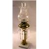Image 1 : A BRASS COLUMNAR TABLE LAMP WITH FROSTED SHADE