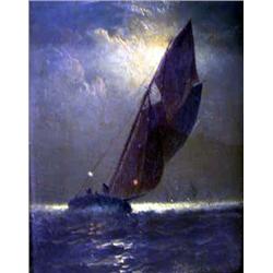 AN OIL ON BOARD OF A SAILING SHIP