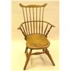 Image 1 : A YELLOW AND RED PAINTED FAN-BACK WINDSOR ARMCHAIR