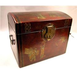 AN ORIENTAL STYLE HINGED DIMINUTIVE TRUNK