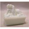 Image 1 : A COVERED MILK GLASS KING WILLIAM SPANIEL SERVING DISH
