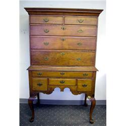A QUEEN ANNE CHERRYWOOD HIGH CHEST OF DRAWERS