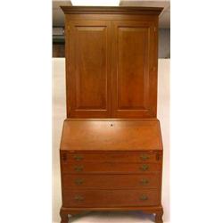 A CHIPPENDALE STYLE CHERRYWOOD SECRETARY