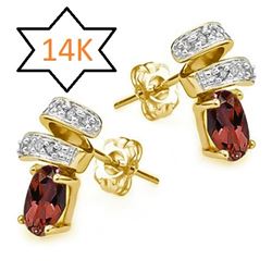 **** FEATURE ITEM **** - EARRINGS - 4/5 CT GARNET & DIAMOND IN 14KT SOLID YELLOW GOLD - INCLUDES CER