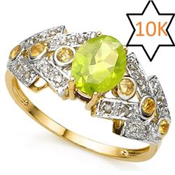 **** FEATURE ITEM **** RING - 1.00 CT MULTI COLOR GEMSTONE & DIAMOND 10KT SOLID YELLOW GOLD - INCLUD