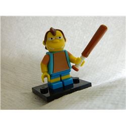LEGO MINI FIGURE - BART SIMPSON FIGURE - WITH STAND & BASEBALL BAT