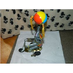 METAL WIND-UP TOY - ELEPHANT ON BIKE
