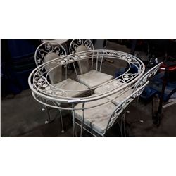 WHITE METAL TABLE AND FOUR CHAIRS NO GLASS
