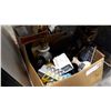 Image 1 : MISC BOX OF CERAMIC CAT, FOOD SEALER AND OTHER HOUSEHOLD ITEMS