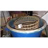 Image 2 : BLUE FEED BIN WITH SEVEN METAL EGG PICKING BASKETS