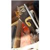 Image 2 : RED TOOL BOX AND BOX LOT OF SAWS ETC